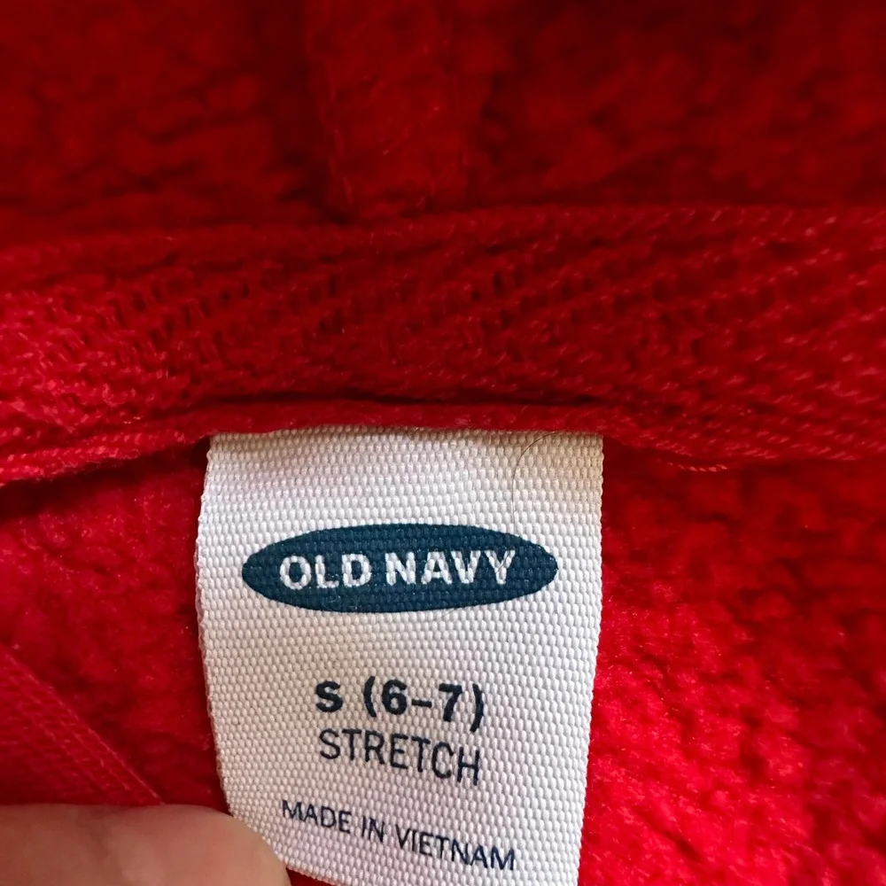 Old Navy Kids Red Zip Up Logo Hoodie Sweatshirt Size S 6-7‎